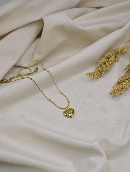 HEART SOLITARE CRYSTAL STAR  CHAIN PENDANT