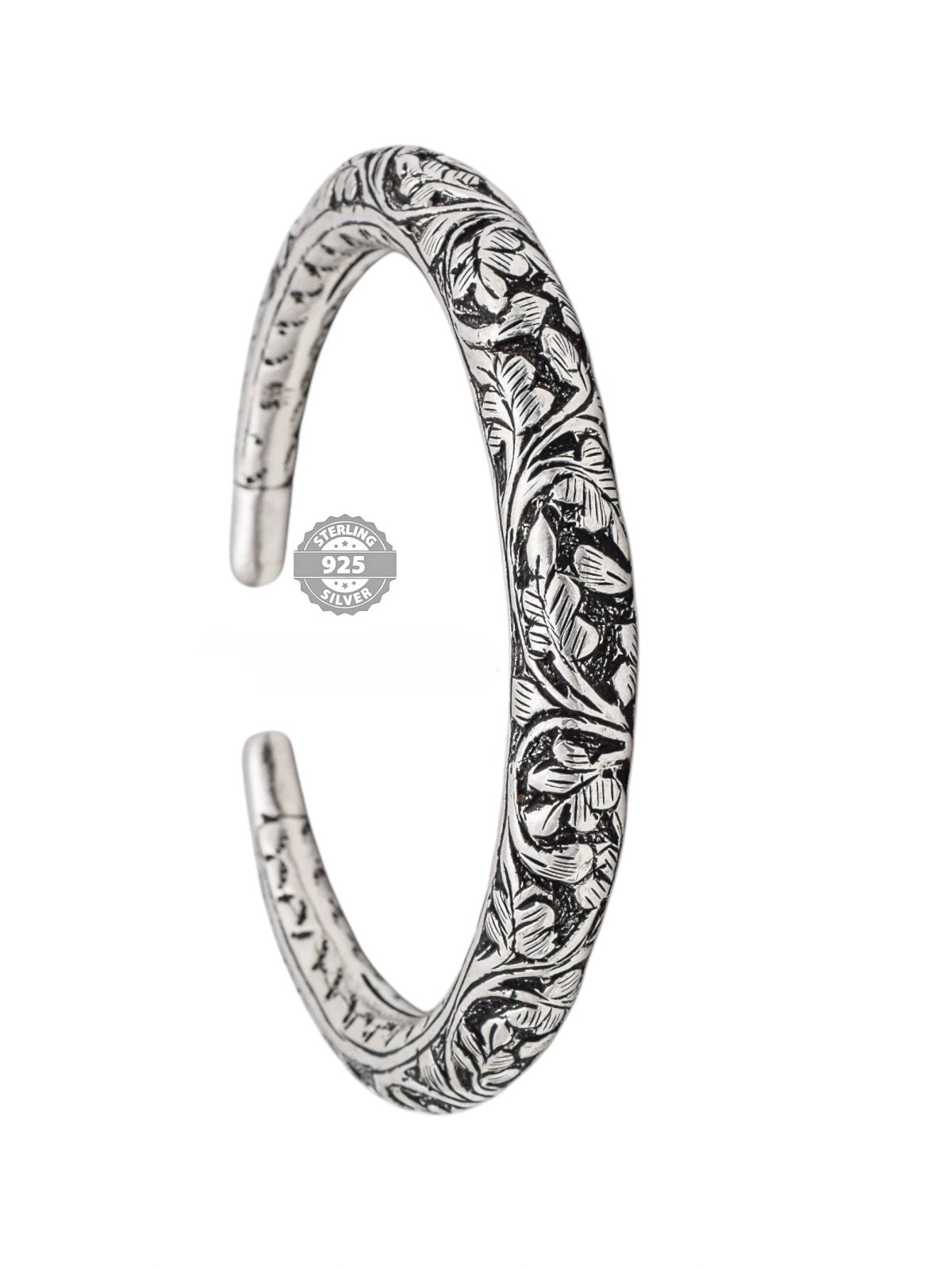 925 Antic Finish Nakshi Work Mens Twist Kada