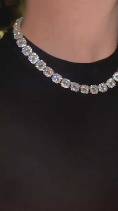 ICED CLUSTERED TENNIS CHAIN - SILVER