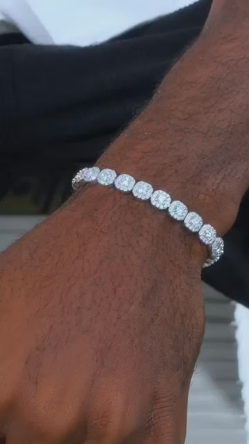 ICED CLUSTERED TENNIS BRACELET -SILVER