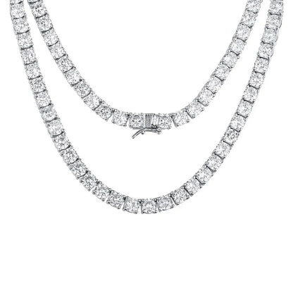 ICED CUBAN-TENNIS SILVER CHAIN  -  (SET of 3)